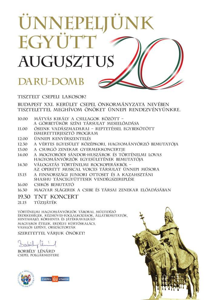 2018. augusztus 20. programok Csepelen