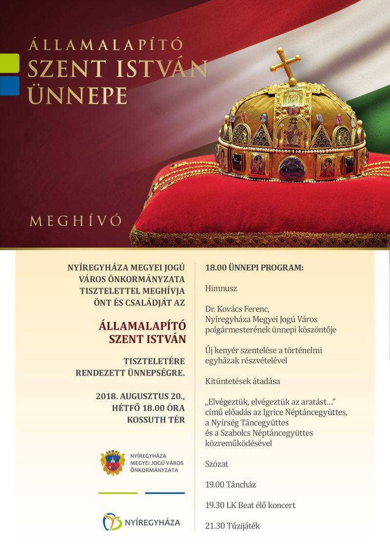 2018. augusztus 20. programok Nyíregyházán