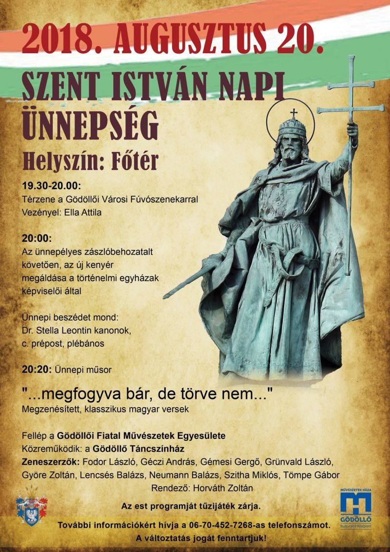 2018. augusztus 20. programok Gödöllőn